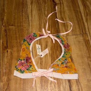 Floral Print Bandeau with Pink Accents